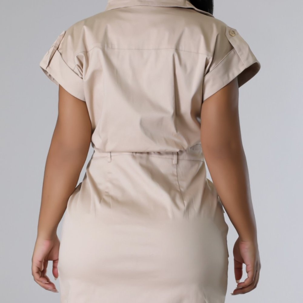 khaki cargo dress camel tan - Picture 3 of 6